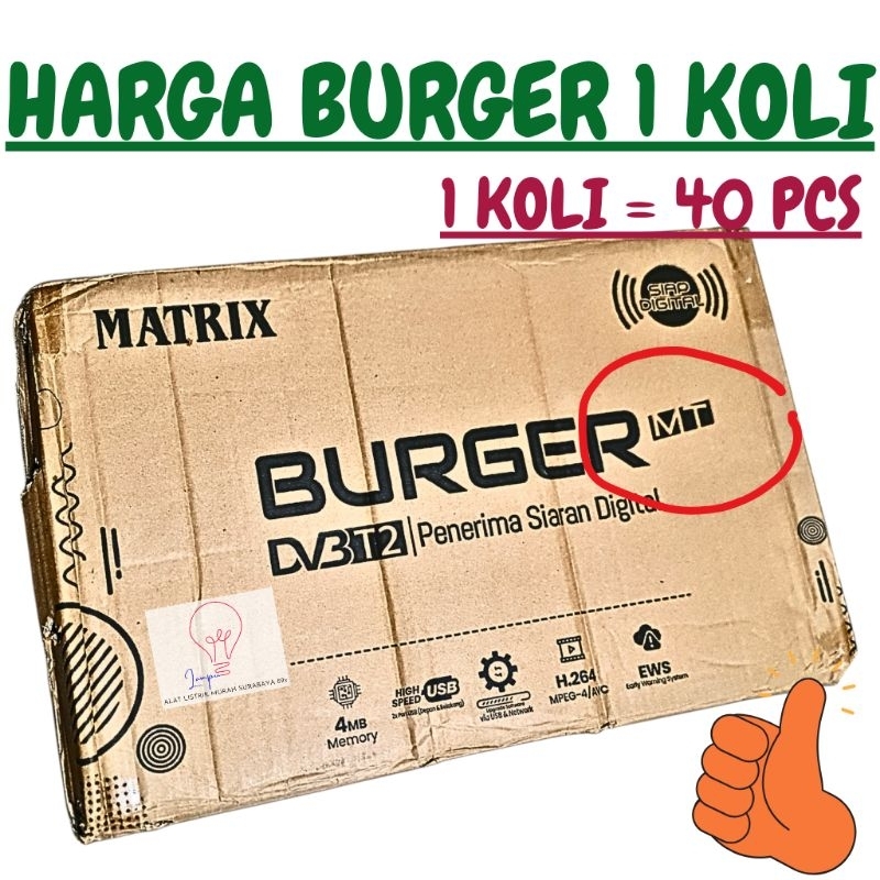GROSIR STB BURGER HIJAU MT TERBARU ( 1 KOLI = 40 PCS )  TERMURAHH