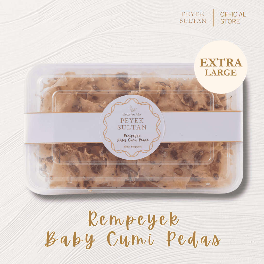 

Peyek Sultan Rempeyek Baby Cumi Pedas Premium (Box - Extra Large XL) | Peyek Baby Cumi Pedas Enak Renyah Gurih Nagih Tanpa Pengawet