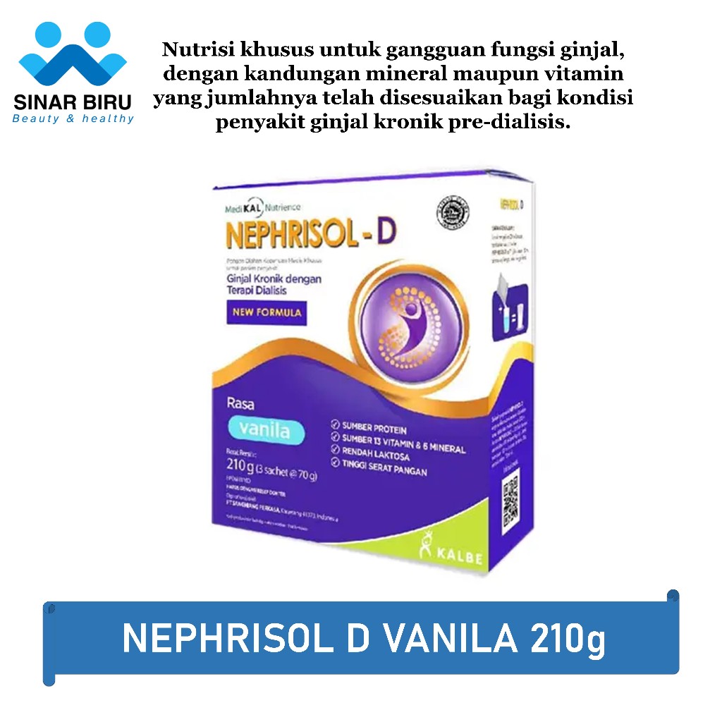 

NEPHRISOL-D Vanilla 210 gram - Nutrisi Khusus Pasien Ginjal Kronik HD/CAPD