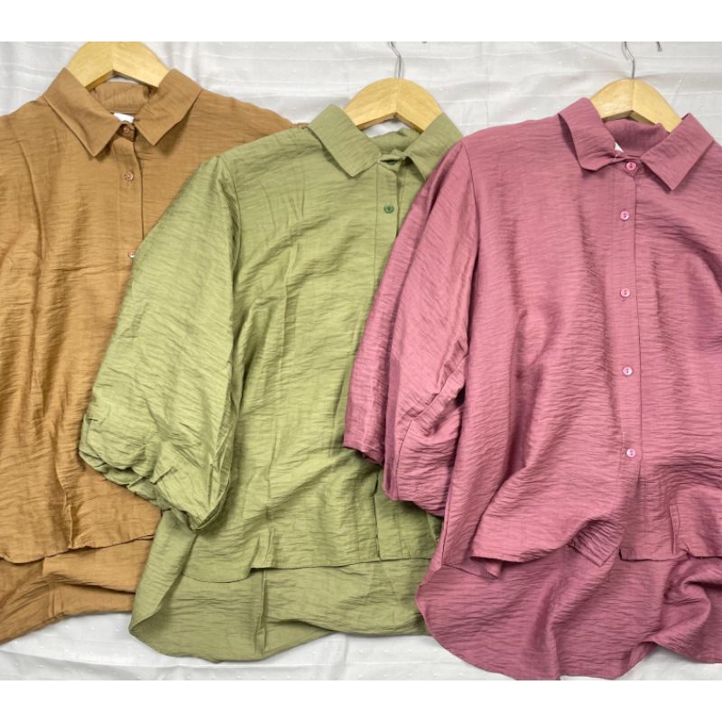DIVA BLOUSE POLOS Lengan balon Blouse wanita