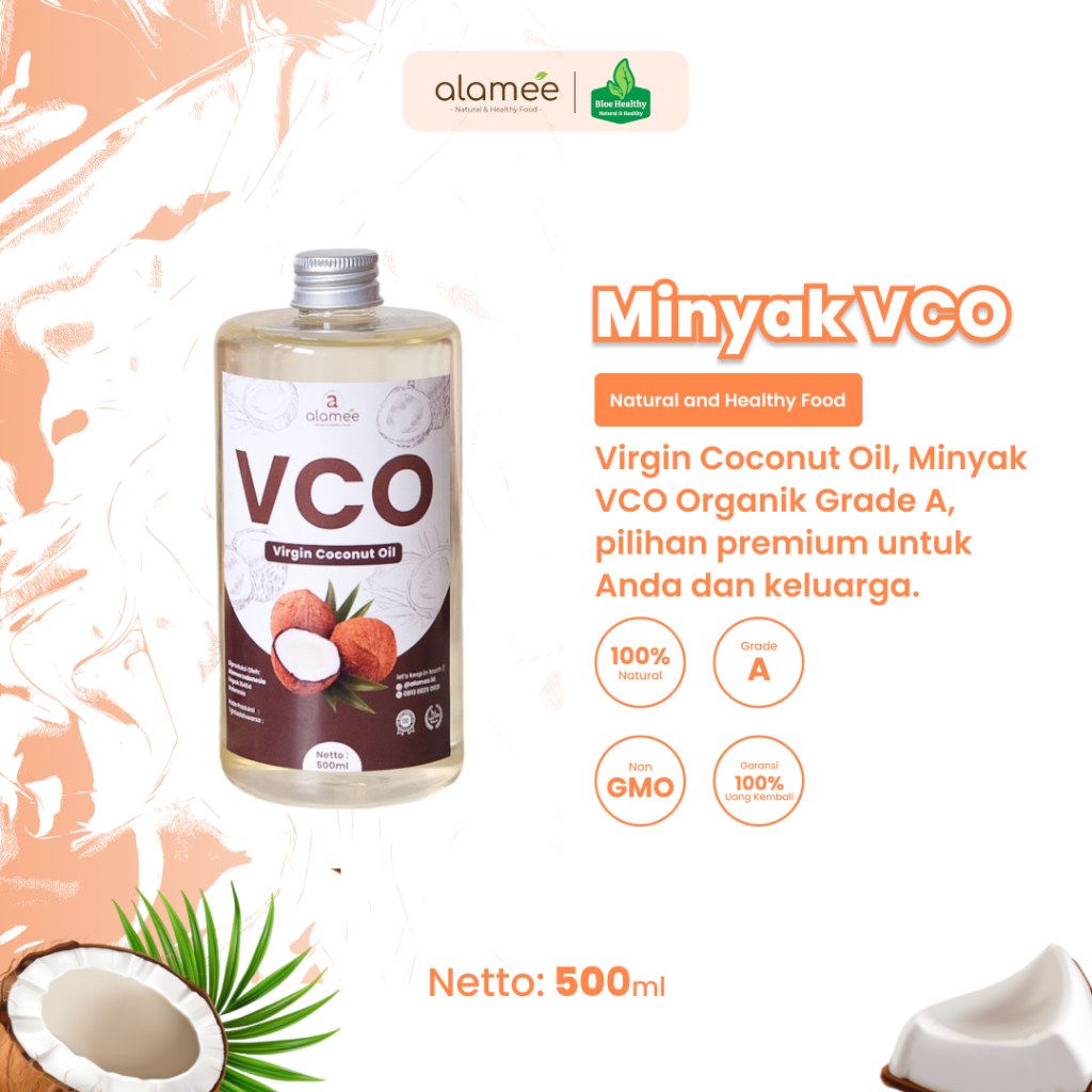 

ALAMEE Virgin Coconut Oil Minyak Zaitun Kelapa Murni Extra VCO Dapat Di minum Di masak Organik 500ml