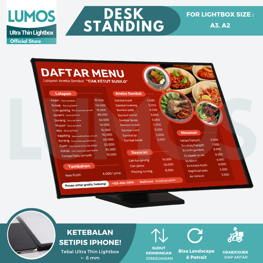 

Desk Standing Ultra Thin Light Box LED Lightbox A2 A3 Slim Dudukan