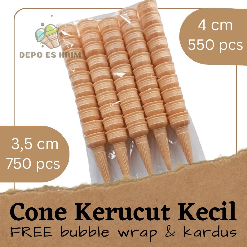 

Cone Kerucut Kecil 550-675 pcs GROSIR MURAH (krupuk es krim/opak contong corong cuncum ice cream lancip)