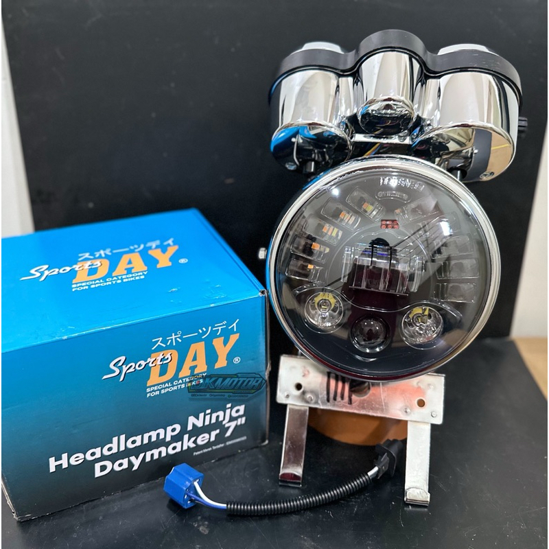 Lampu Depan Day Daymaker 19 Led 7inch Ninja SS R Crom Krom set Spidometer Import pnp Shock Skok Tige