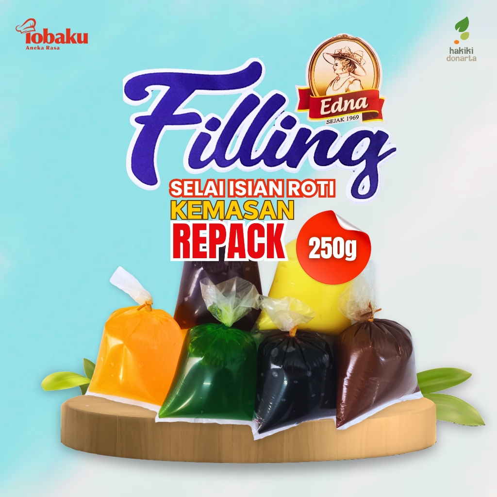 

Edna FILLING Selai Isian Manis Kemasan Repack 250g - Coklat, Vanilla, Blueberry, Strawberry, Melon, Nanas _