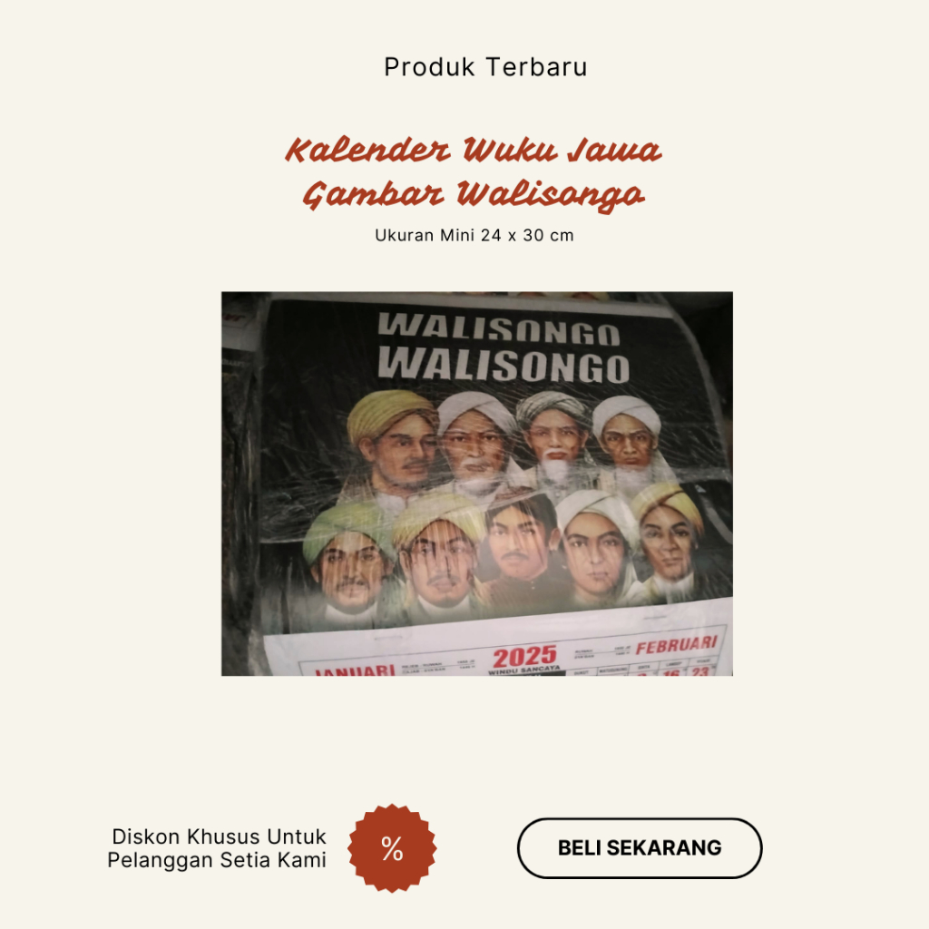 

Kalender Dinding 2025 Terbaru Wuku Jawa Gambar Wali Songo Ukuran Mini 24 x 30 Cm - Hiasan Dinding Calender Walisongo