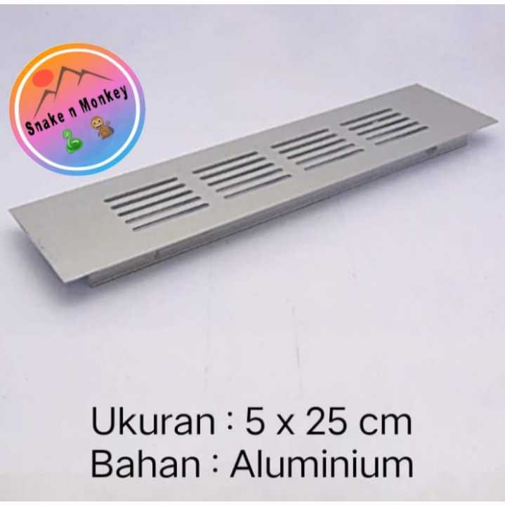 Lubang Hawa Aluminium 5 x 25 cm / Angin Angin Lemari / Saringan Udara...Perbiji