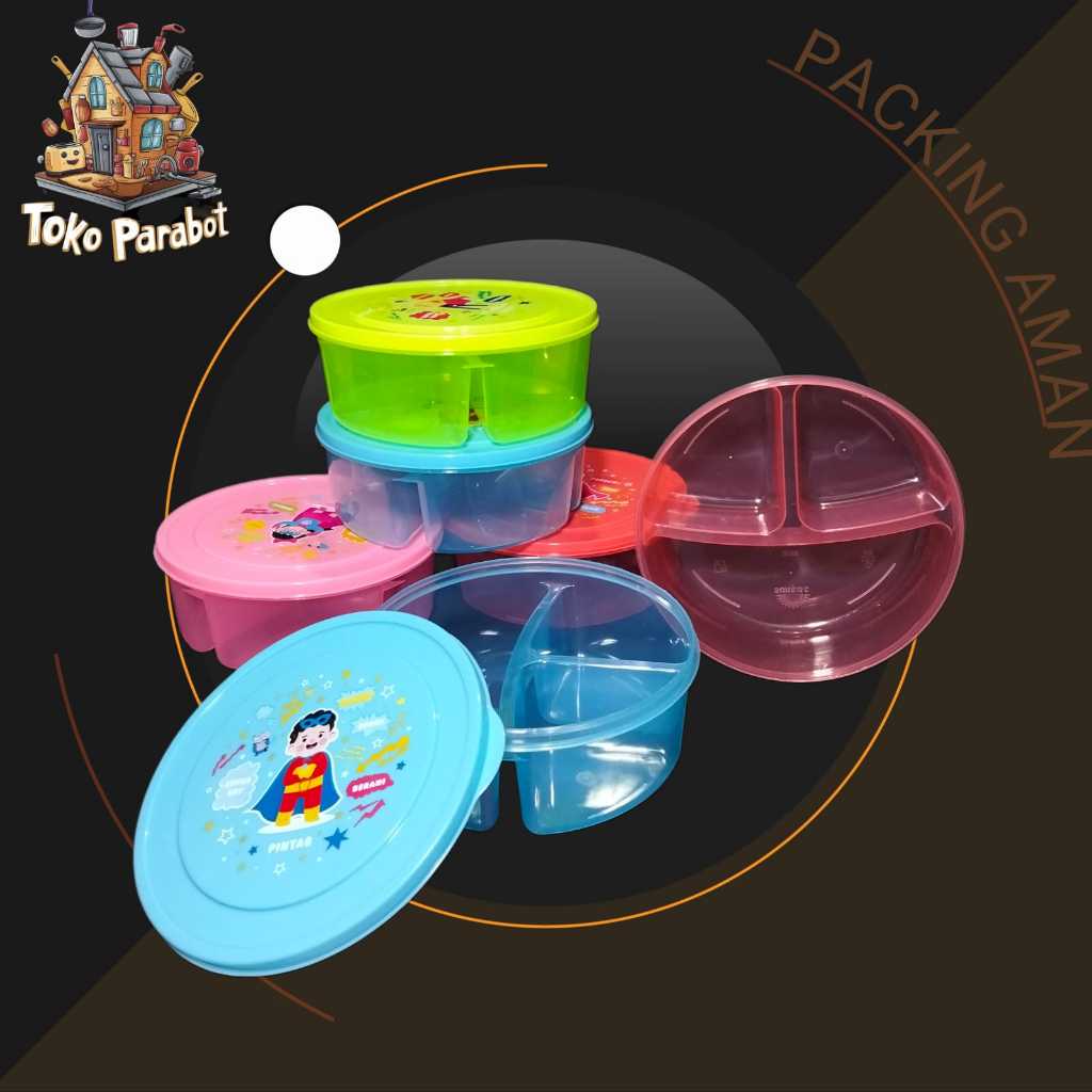 Misting Tempat Makan Bulat Sekat Plastik Murah / Lunch Box