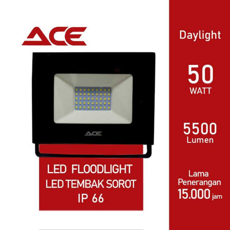 ACE LAMPU DOWNLIGHT LED FLOOD LIGHT 50W CAHAYA PUTIH INBOW / LAMPU ACE LED FLOOD LIGHT 50W / LAMPU M