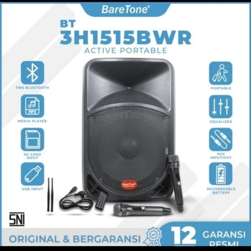 Speaker Portable  Wireless Baretone BT 3H1515BWR BT 3H1515 BWR 15 Inch Original