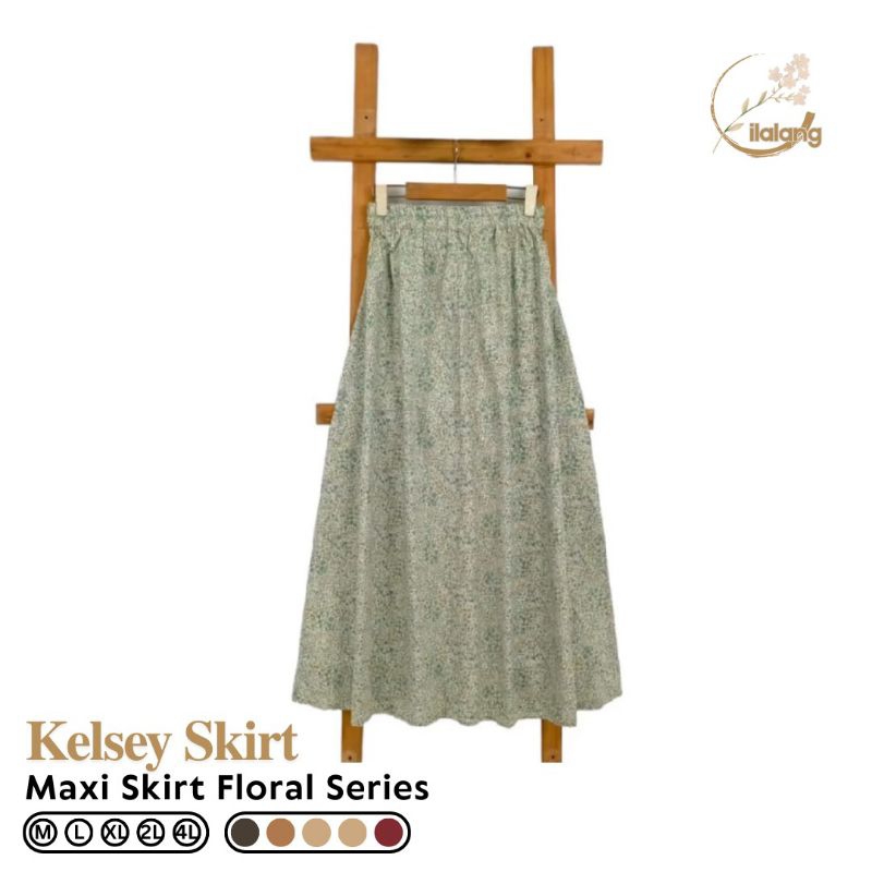 Kelsey Maxi Skirt - Rok Panjang Katun Motif Bunga LS 0221-K2 - Ilalang Store