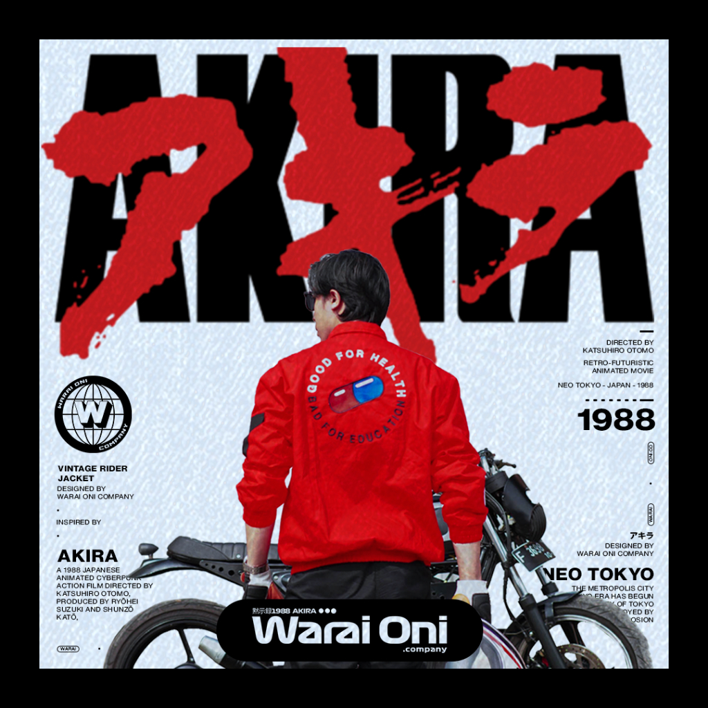 AKIRA 1988 RED VINTAGE RIDER JACKET - WARAI ONI