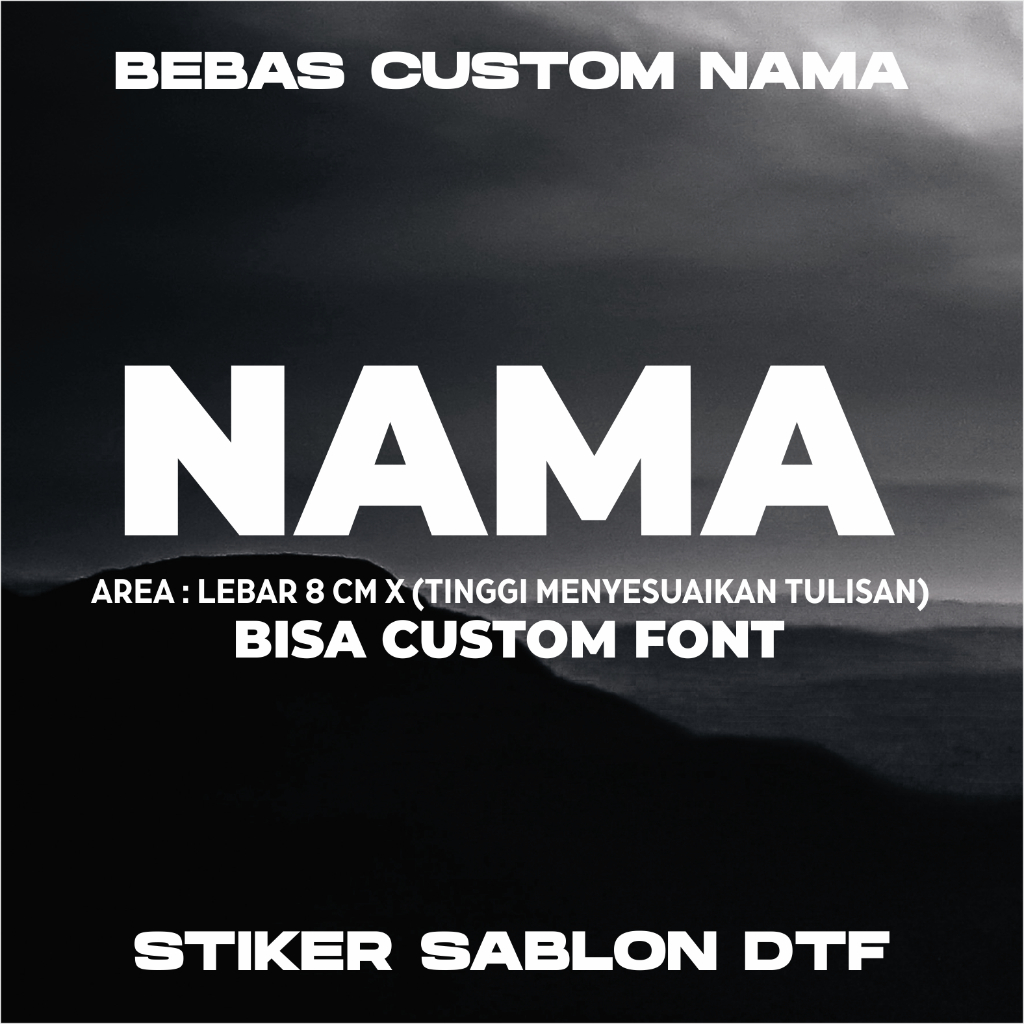 STIKER SABLON CUSTOM NAMA SETRIKA DTF