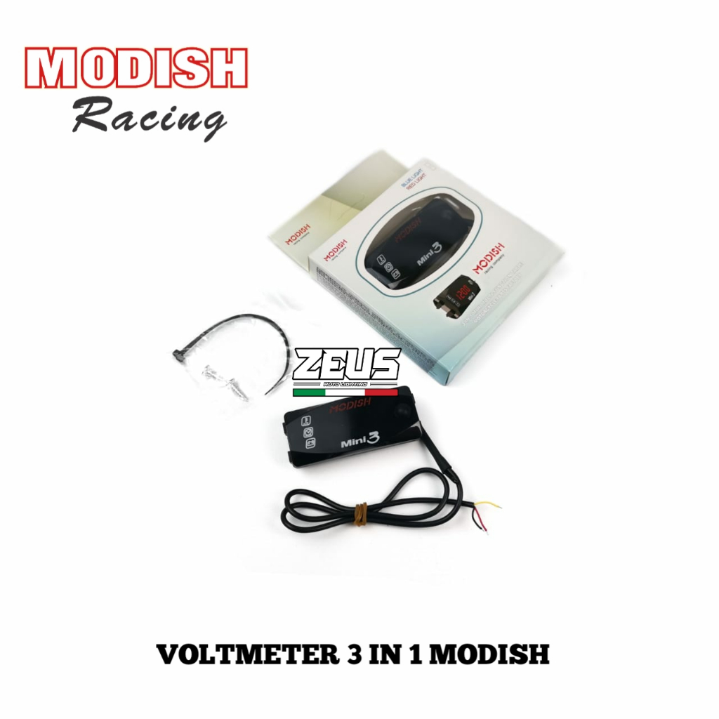 VOLTMETER 3 IN 1 MODISH JAM SUHU VOLTMETER AKI UNIVERSAL MOTOR HONDA YAMAHA SUZUKI NMAX PCX AEROX SC