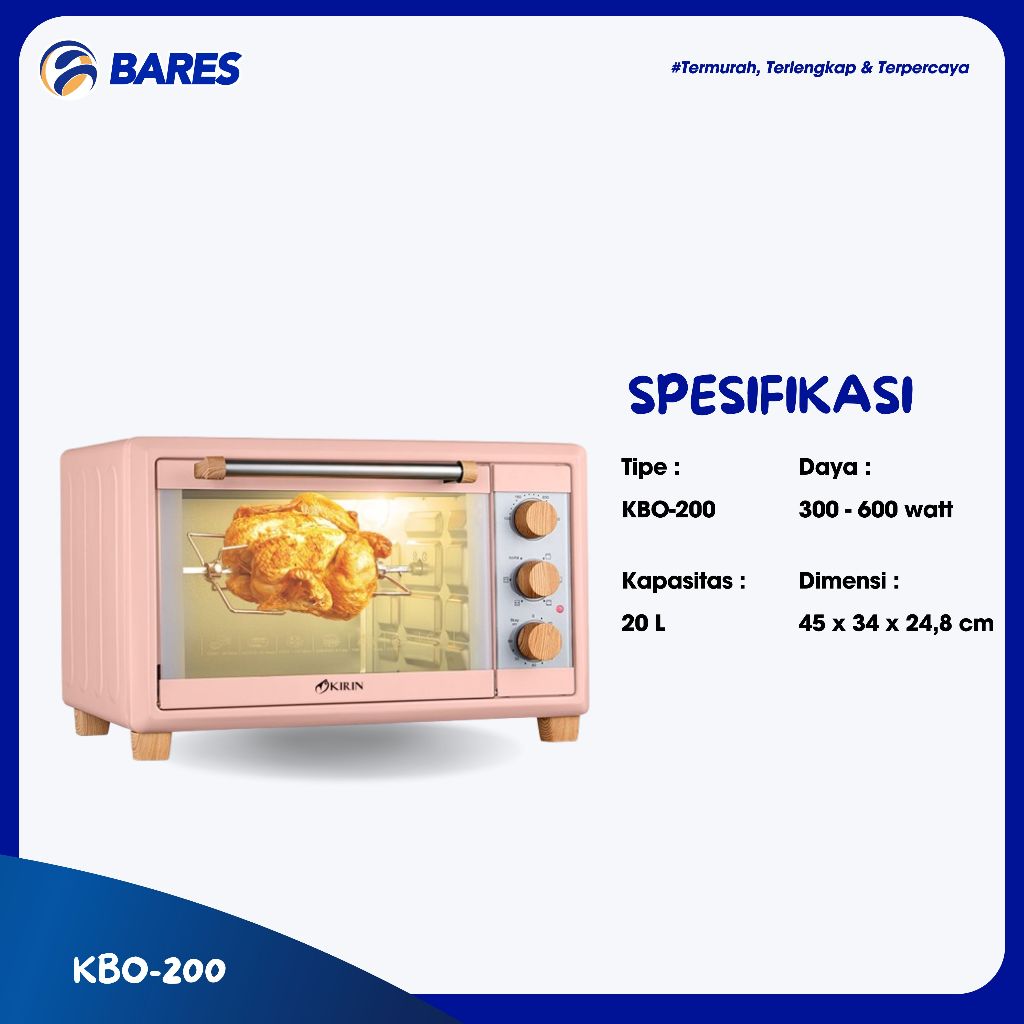 Kirin Kbo-200 Pink Oven Listrik 20 Liter