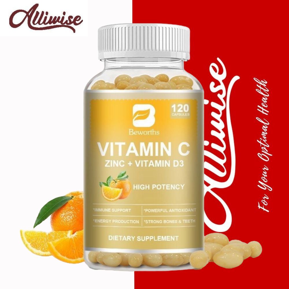 BEWORTHS Vitamin C dengan Zinc Kapsul Vitamin D3 untuk meningkatkan Antioksidan