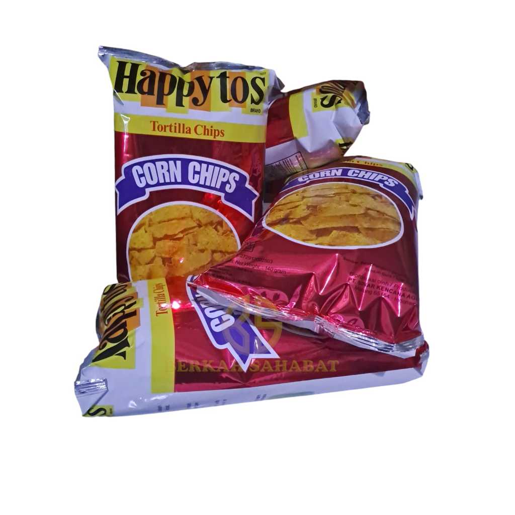 

Happy Tos Tortila Chips Original / Cheese 140gr Kripik Jagung Gurih Asin Happytos Merah