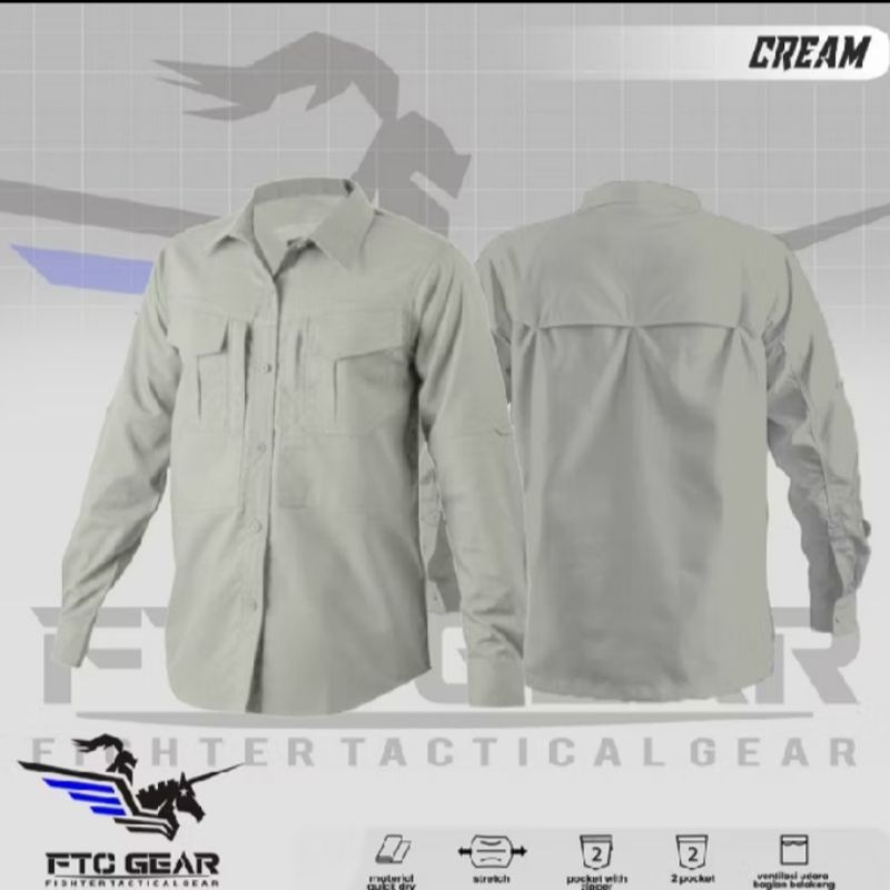 FTC Gear Kemeja Lengan Panjang Cream putih kmeja tactical paspampres kmeja lapangan outdor