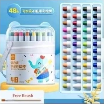 

READY Penutup Ember Retak Kualiwen Silky Crayon Mirip Grasp Kuailiwen isi 48 warna isi tetap aman