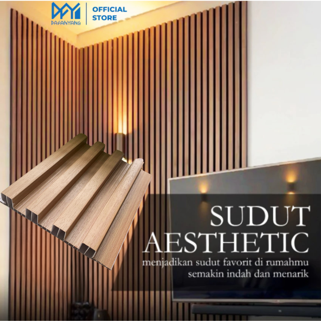 JKLP Golden [3METER x 16 CM] Wood Wall Panel WPC GW-FA Best Quality Kisi Kisi Kayu WPC Wall Panel