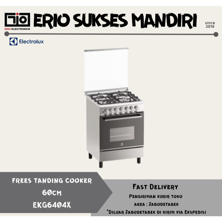 Kompor Freestanding Electrolux EKG6404X - Oven Gas Stainless Steel