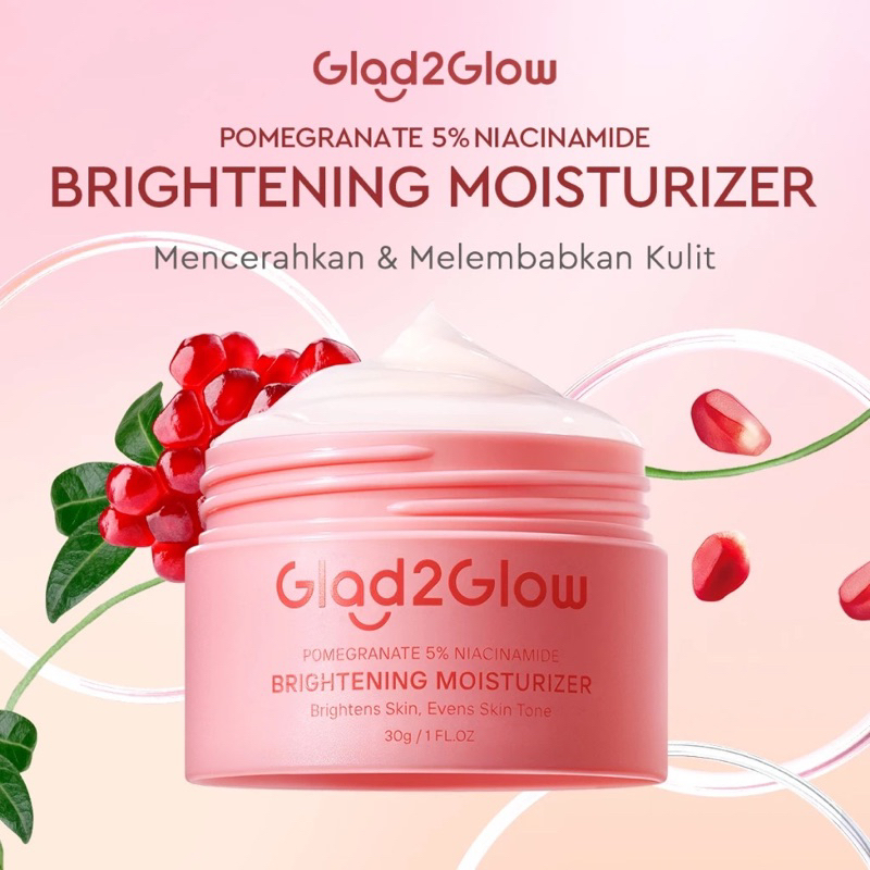 Glad2Glow Brightening Moisturizer G2G. Moisturizer pink mencerahkan, meratakan warna kulit, glowing,
