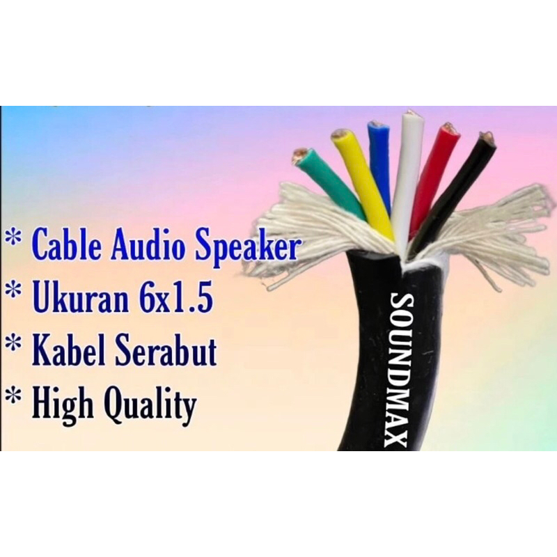 10Meter Kabel Speaker Soundmax Isi 6 Ukuran 6x1,5mm Serabut Tembaga Padat