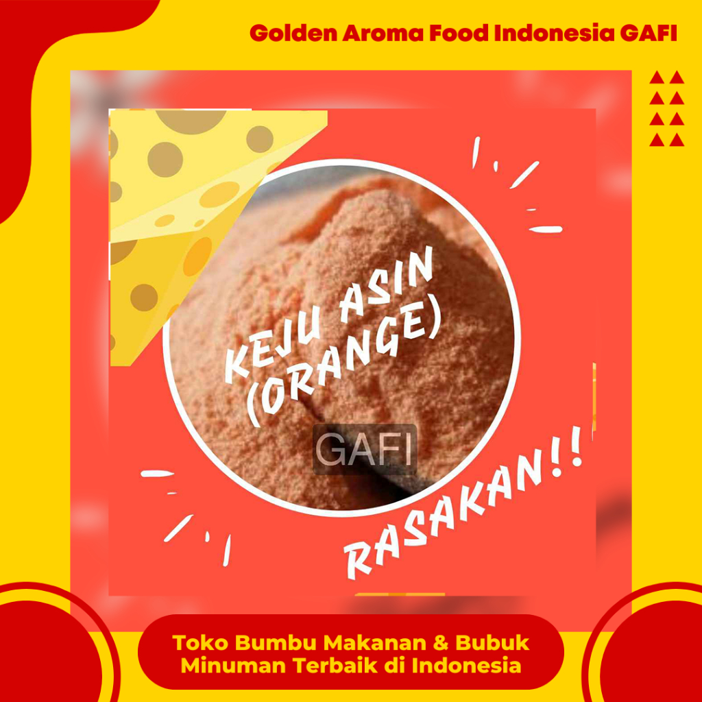 

GAFI Food Bumbu Tabur Rasa Keju Asin Orange 1 Kg Lezat Halal, Orange Salted Cheese Flavor Seasoning Powder 1 Kg