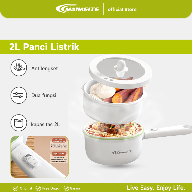 MAIMEITE Panci Listrik Multifungsi / Electric Cooker  Free Steamer Panci Elektrik / Fry Pan / Panci 