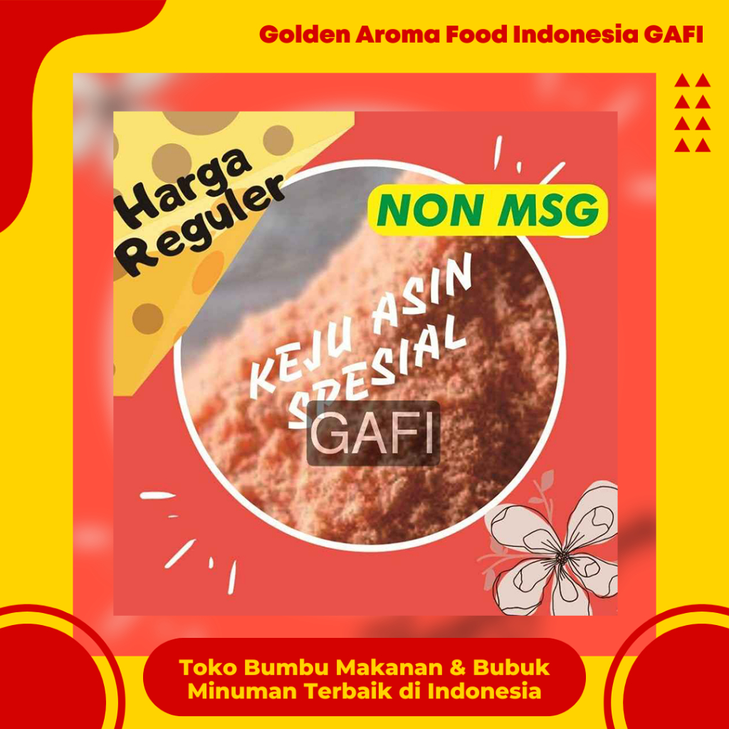 

GAFI Food Bumbu Tabur Rasa Keju Asin Spesial NON MSG 1 Kg Lezat Halal, Special Salted Cheese Flavor NON MSG Seasoning Powder 1Kg