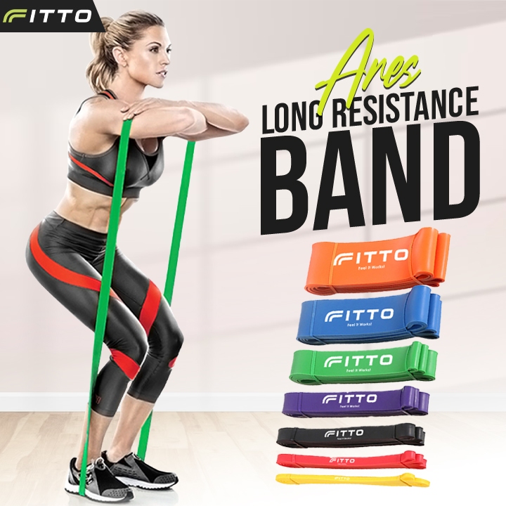 FITTO ARES SET 7in1 Premium LATEX Long RESISTANCE BAND Anti Slip Workout Gym Band