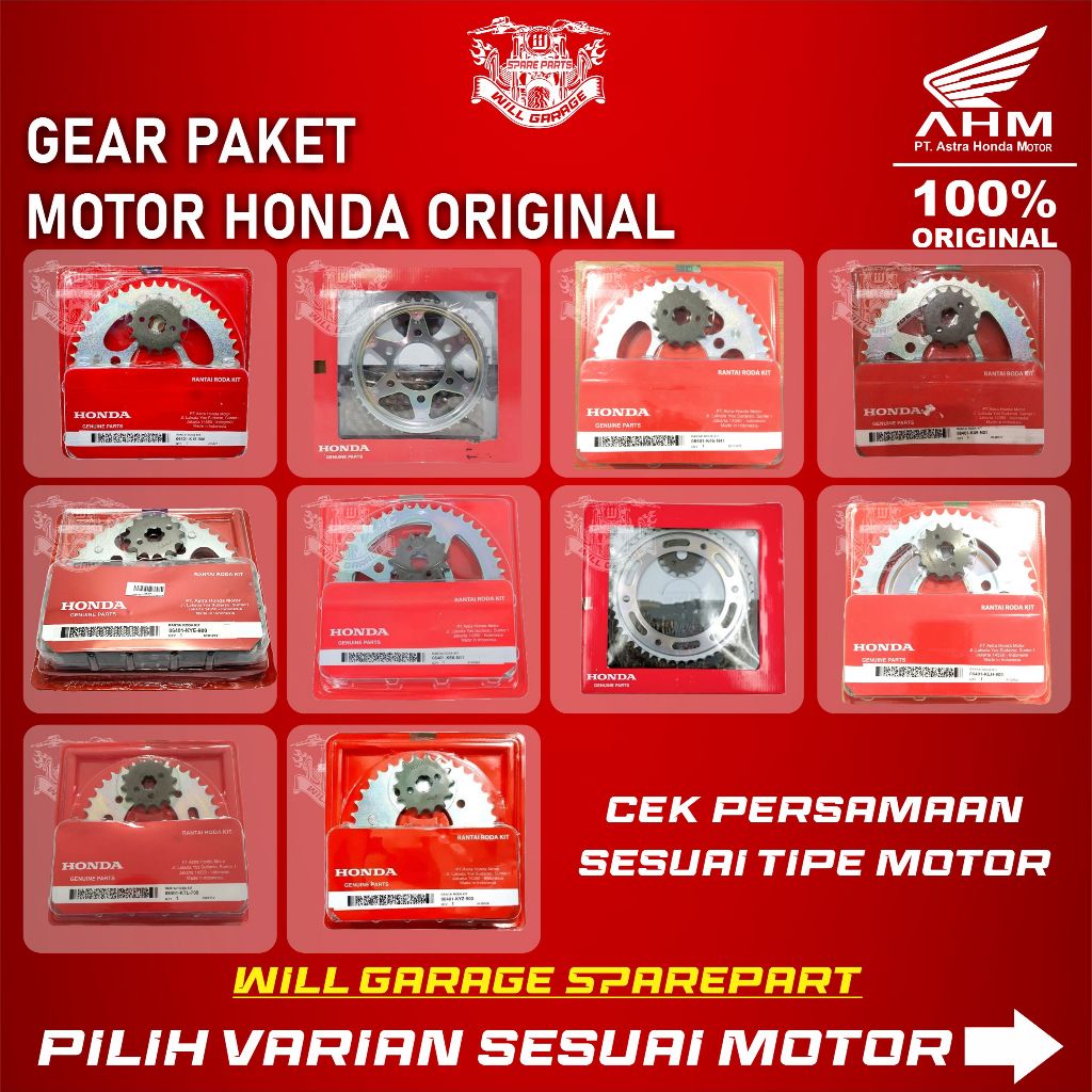 GEAR PAKET  MOTOR HONDA ORIGINAL / CB150R / GTR 150 / CBR 150 / SUPRA / SUPRA X 125 / SUPRA FIT / SO
