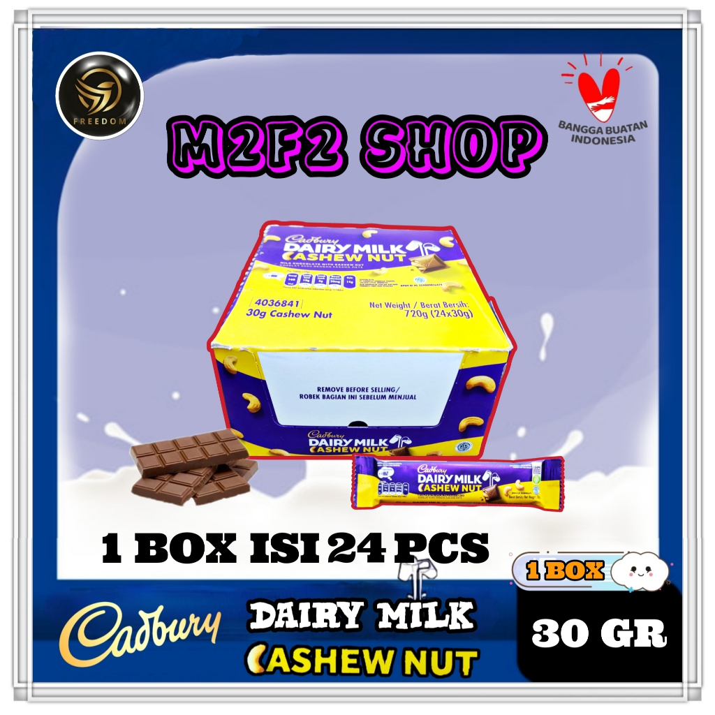 

Cadbury Dairy Cashew Nut | Cokelat Kacang Mete - 30 gr (Kemasan 1 Box)