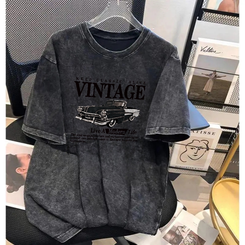 KOIKOO kaos washed oversize baju wanita oversize t shirt wanita baju kaos wanita import  kaos Americ