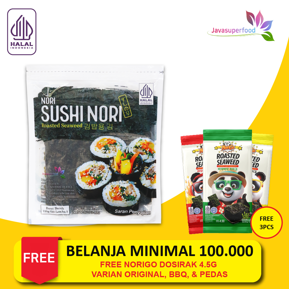 

Sushi Nori HALAL Seaweed 50 Lembar Rumput Laut Sushi Untuk Kimbab/ Gimbab