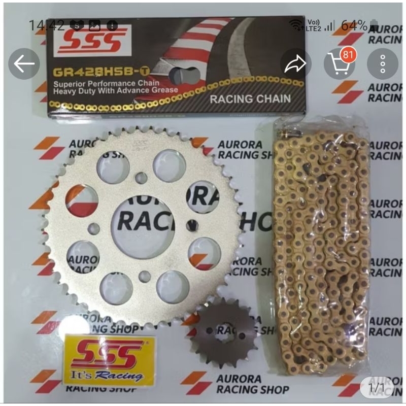 Gir/gear GSX 150R sss depan belakang rante tipe hsbt 428