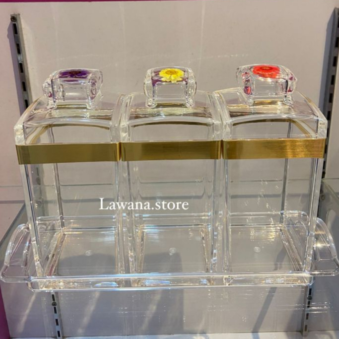 TOPLES AKRILIK POLOS TRANSPARAN SERBAGUNA 3 PCS SET / 6 PCS SET + ALAS NAMPAN SIZE M