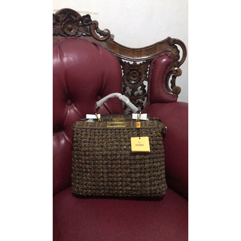 Fendi Tas Tangan Kulit Hijau