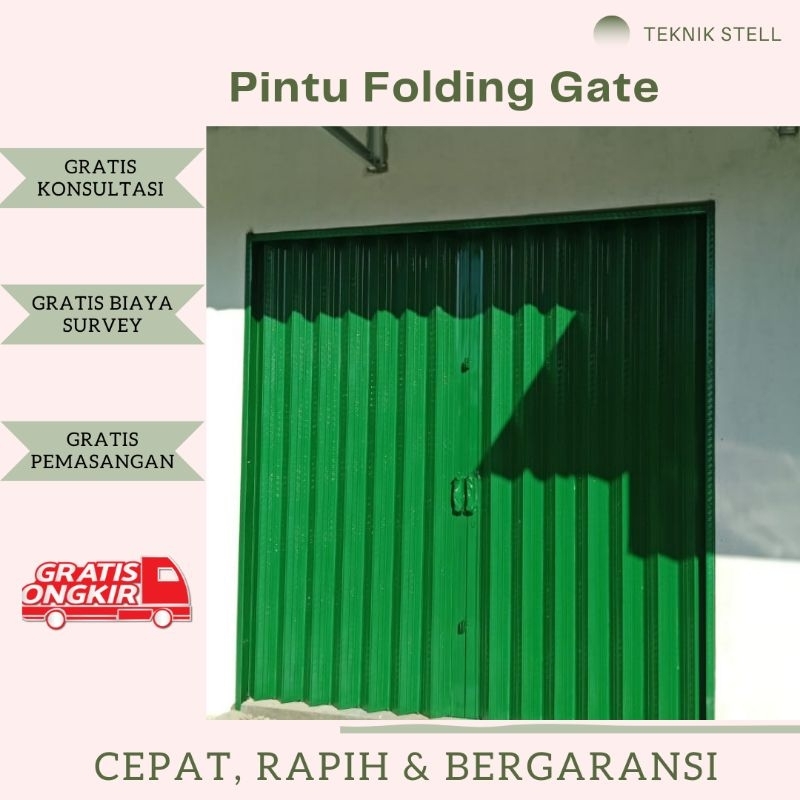 Folding Gate Galvalum Anti Karat Slat Daun 0.3mm | Pintu Ruko | Pintu Warung | Pintu Garasi | Pintu 