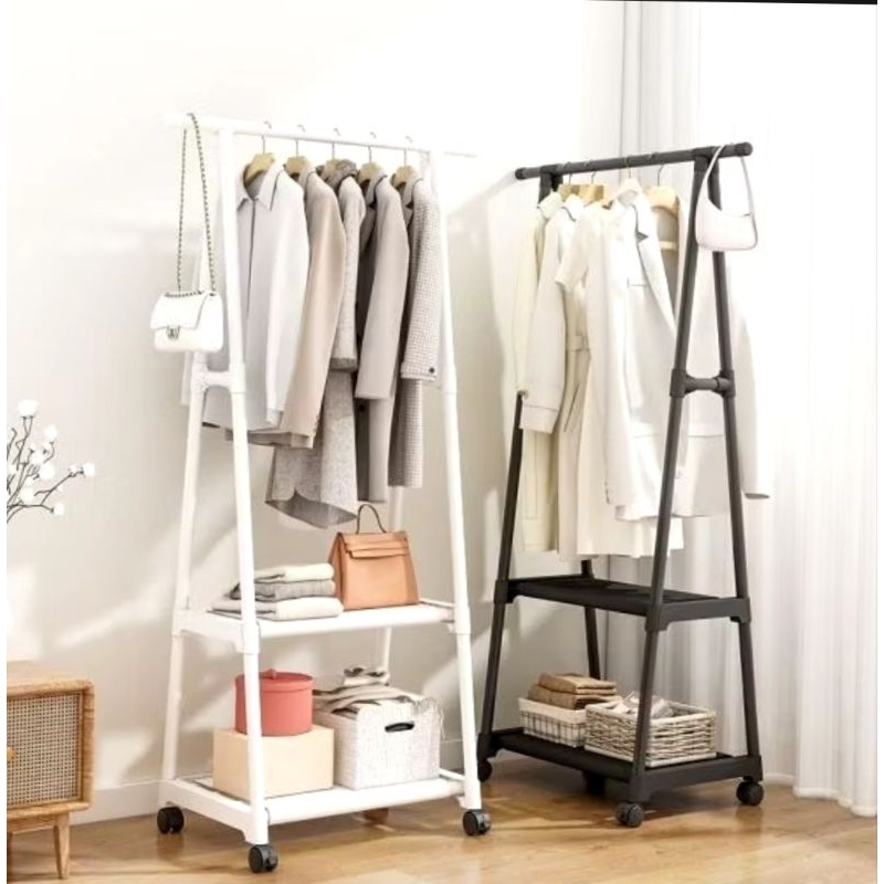 Terbaik Triangle Stand Hanger / Rak Hanger Baju Serbaguna dengan Roda Empat