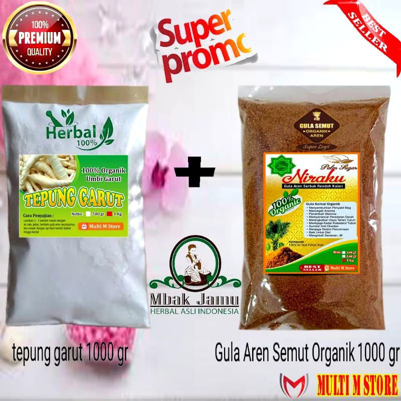 

PAKET Tepung Pati Garut 1 Kg | Gula Aren Semut 1 Kg