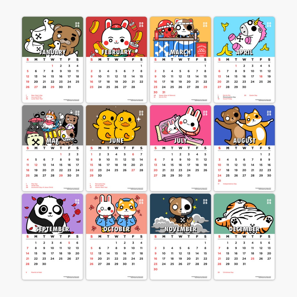 

Monstreation 2025 Mini Monthly Calendar