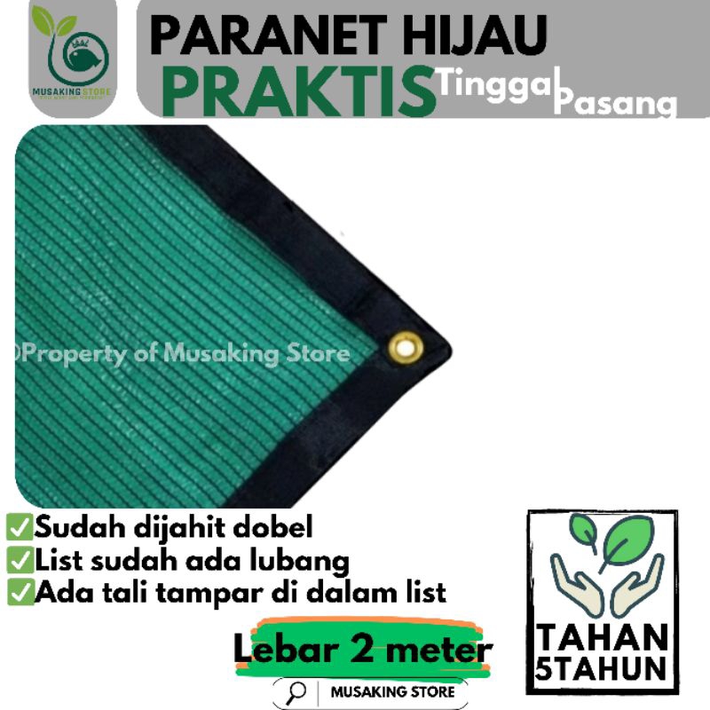 Paranet Hijau Praktis Tinggal pasang Lebar 2 Meter  Musaking Store