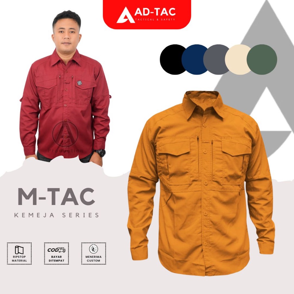 ADTAC Kemeja Tactical M-Tac Premium Pdl Lapangan Outdoor Lengan Panjang Bahan Pernusa