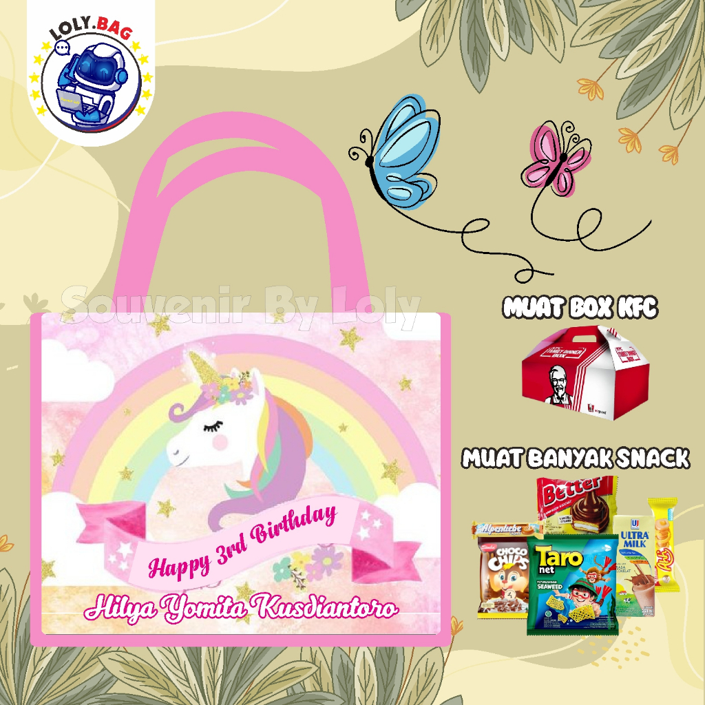 

Tas Ultah / Tas Ulang Tahun Murah/Goodie bag murah/souvenir ultah/Tas tema UNICORN