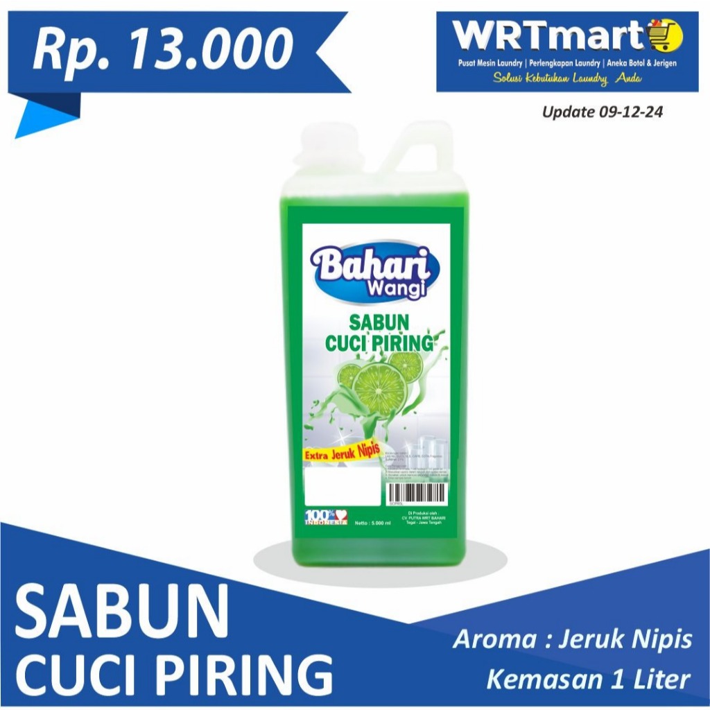 SABUN CUCI PIRING WRT 1 LITER VARIAN JERUK NIPIS / SABUN CUCI PIRING MURAH / SABUN CUCI PIRING CURAH