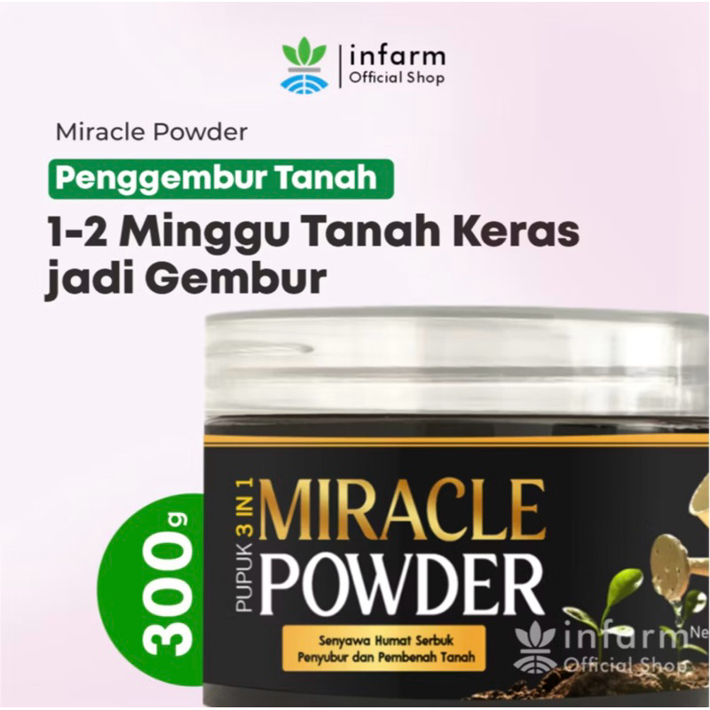 Infarm _ Miracle Powder Asam Humat Pupuk Pembenahan Media Tanam 300 gram