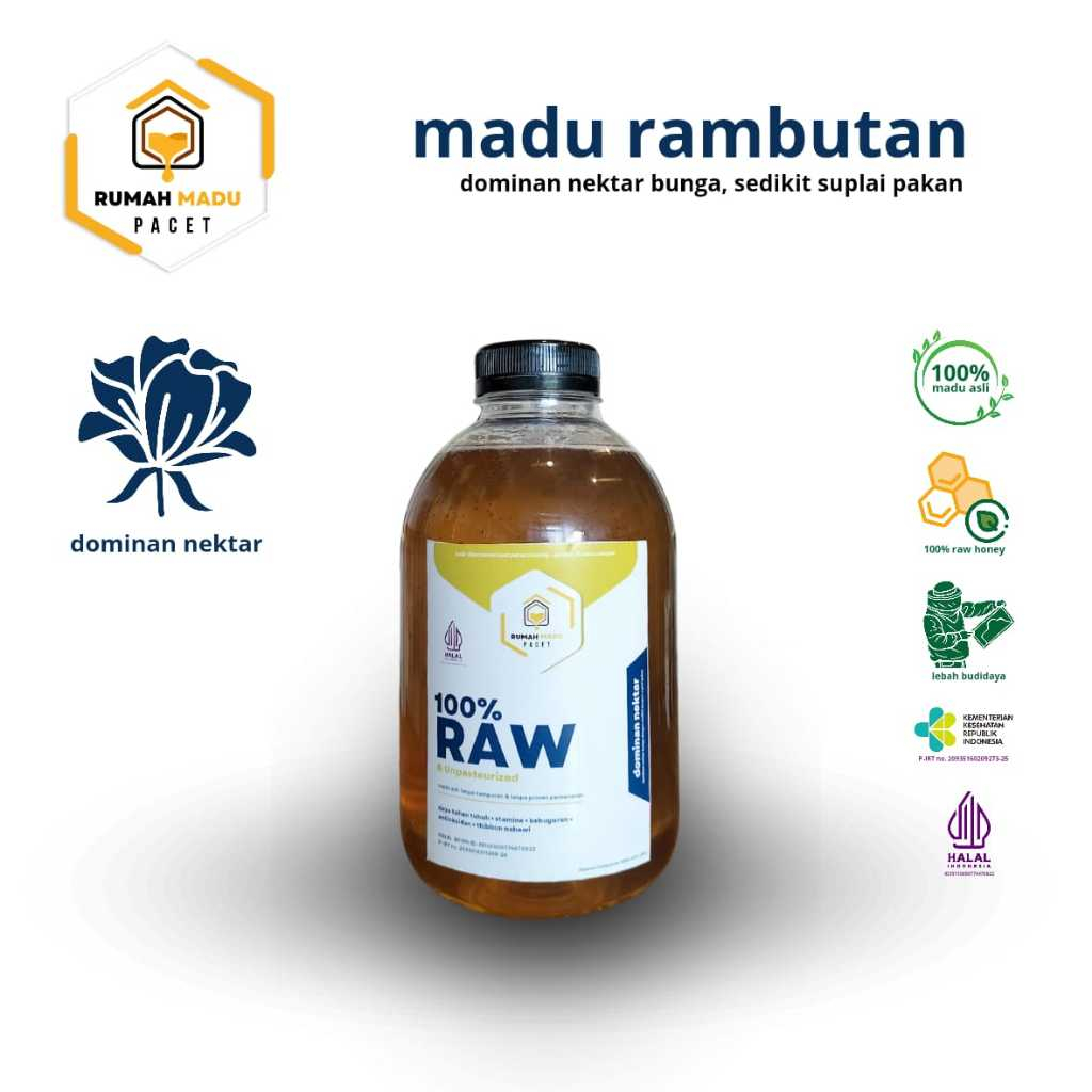 

Madu Nektar Rambutan 1 Kg [Panen Baru] Asli | RAW Tanpa Campuran dan Olah | Rumah Madu Pacet