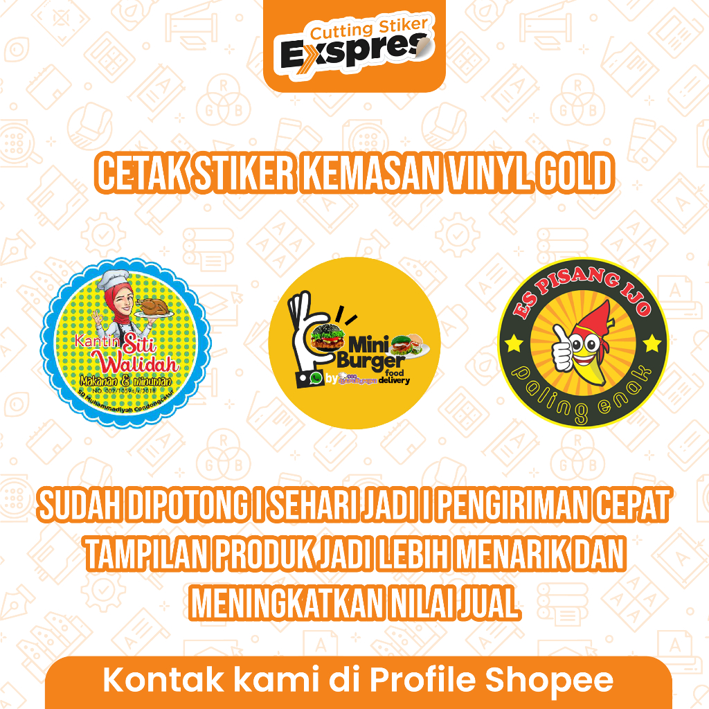 

Stiker Label Makanan/Minuman Anti Air Bahan Vinyl GOLD Murah Free Desain Bebas Cookies Series