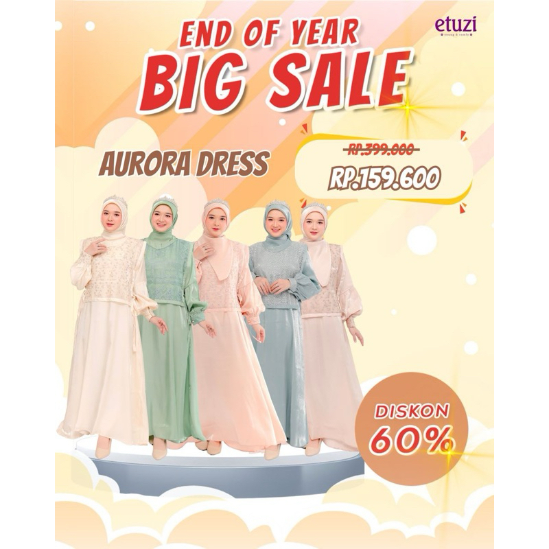ETUZI - Aurora Set Dress / AURORA SET ETUZI (Gamis, Outer, Jilbab) - DRESS Gamis Polos Cantik Bahan 